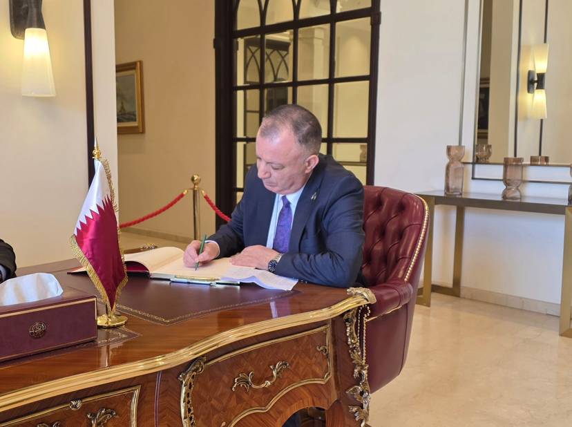 The Ambassador signs the condolence book at the Embassy of the State of Qatar in Riyadh